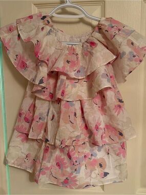 Something Navy Floral Tiered Dress - Pastel Multi